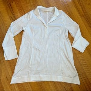 NWOT Soft Surroundings white collared long sleeve portia tunic blouse top sz s